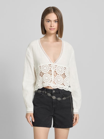 Only Boxy fit tuniek met gehaakte details, model 'NADIA' Offwhite - 4