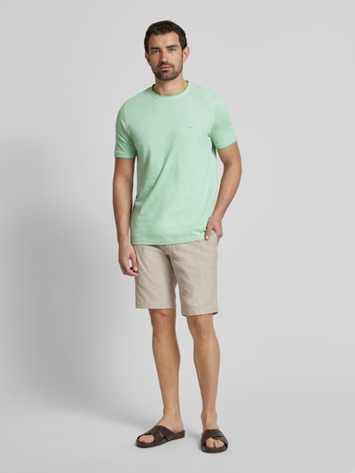 Fynch-Hatton T-Shirt mit Label-Stitching Hellgruen 1