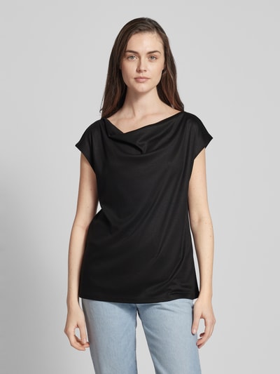 s.Oliver BLACK LABEL Blouseshirt met cascadehals Zwart - 4