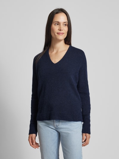 Marc Cain Gebreide pullover met afgeronde V-hals Marineblauw - 4