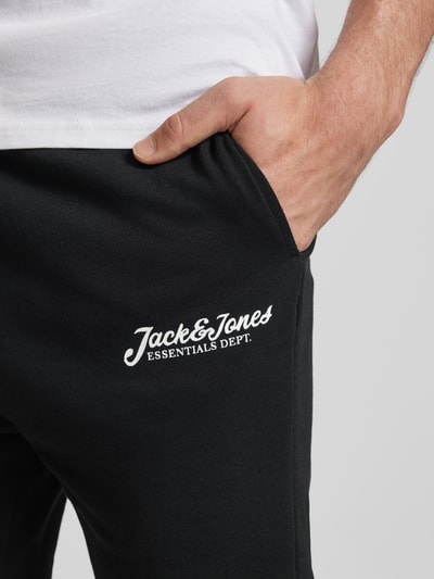 Jack & Jones Slim fit sweatpants met labelprint, model 'GORDON' Zwart - 3