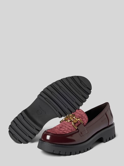 Tamaris Mokasyny z imitacji skóry Bordowy 4