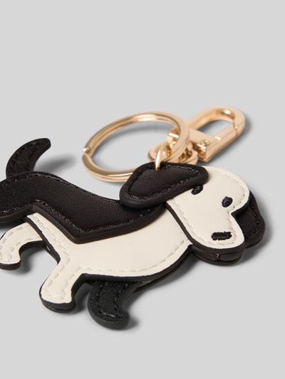 Produktfoto, Schlüsselanhänger mit Tier-Motiv Modell 'Dachshund' von Seidenfelt, schwarz-weiß, mit Schlüsselring und Karabinerhaken, strukturierte Leder-Optik