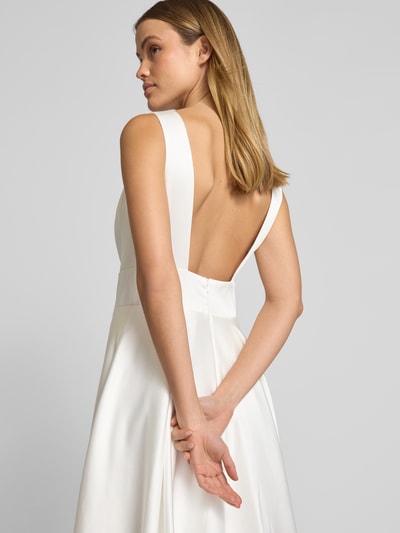 TROYDEN COLLECTION Avondjurk met stolpplooien Offwhite - 6