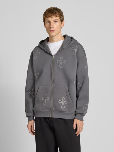 REVIEW Sweatjack met strass-steentjes en capuchon Donkergrijs - 4