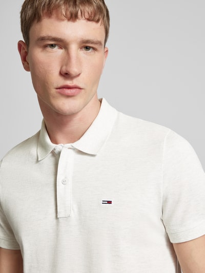 Tommy Jeans Slim fit poloshirt met logostitching Lichtgrijs gemêleerd - 3