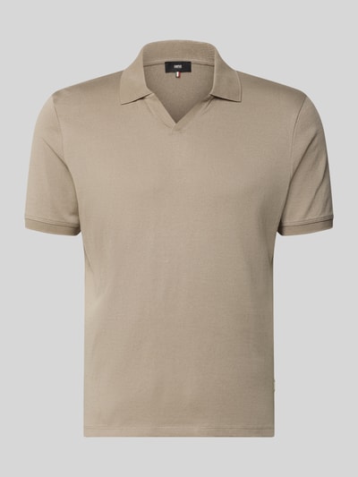 Produktfoto, Slim Fit Poloshirt mit Logo-Detail Modell 'Boll' von CINQUE aus Reine Baumwolle in Beige, glatte Struktur, Kurzärmelig, Polokragen