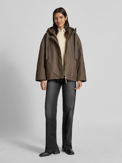 G-LAB Jas met rits en knoppenpaneel, model 'ROSIE' Taupe - 1