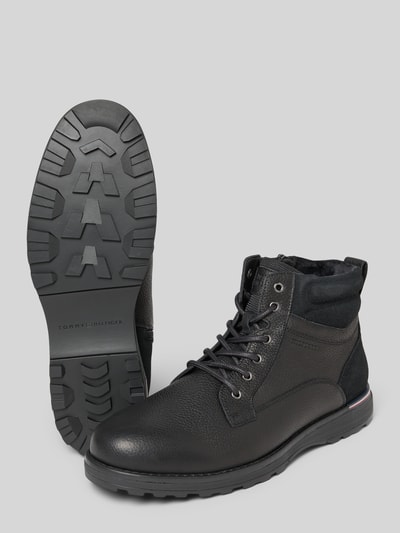 Tommy Hilfiger Kozaki sznurowane z naturalnej skóry bydlęcej Czarny 4