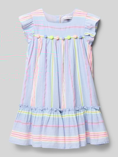 DANAMADE Jurk met pompons en vierkante hals Blauw - 1