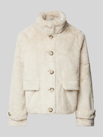 Vero Moda Regular Fit Kunstpelzjacke mit Hornoptik-Knöpfen Modell 'SONJAEVA' Offwhite 2