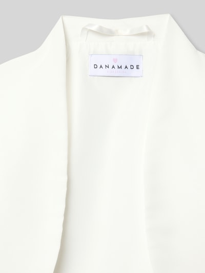 Productfoto, Bolero met opstaande kraag van DANAMADE in wit, regular fit, textuur glad, maat 134, detailopname kraag.