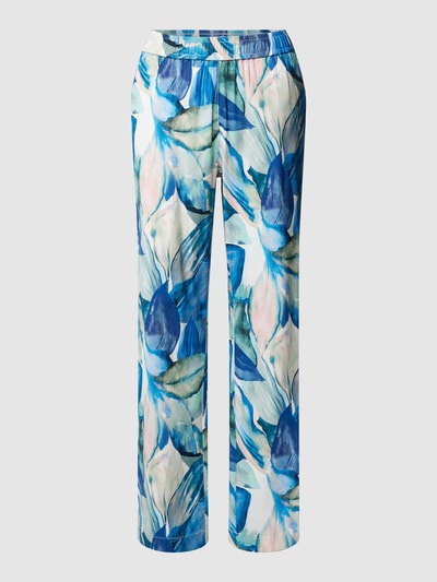 TONI Straight Leg Stoffhose mit floralem Muster Modell 'Summer' Blau 2