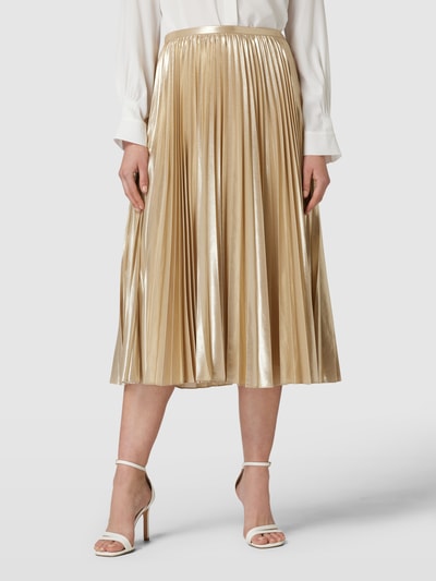 Lauren Ralph Lauren Midirok met plissévouwen, model 'SUZU' Goud gemêleerd - 4