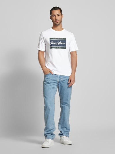 Jack & Jones T-Shirt mit Label-Print Modell 'WAYNE' Weiss 1