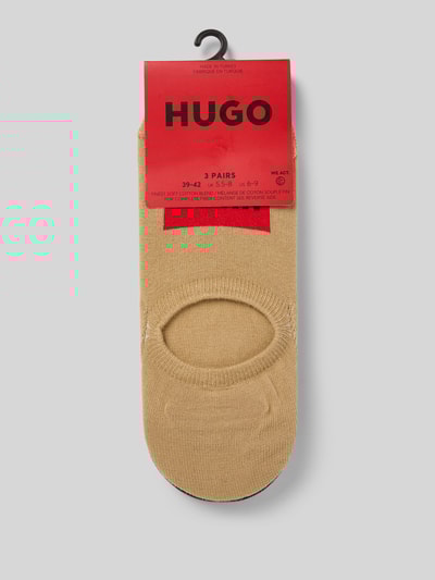 HUGO Krótkie skarpety z detalami z logo w zestawie 3 szt. Beżowy 3