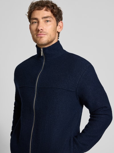 SELECTED HOMME Regular fit cardigan van zuivere wollen bouclé, model 'NEALY' Donkerblauw - 3