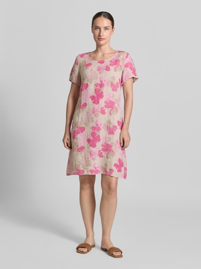 ZABAIONE Minikleid aus Leinen-Mix im Allover-Look Modell 'Gl44aniaa' Pink 1