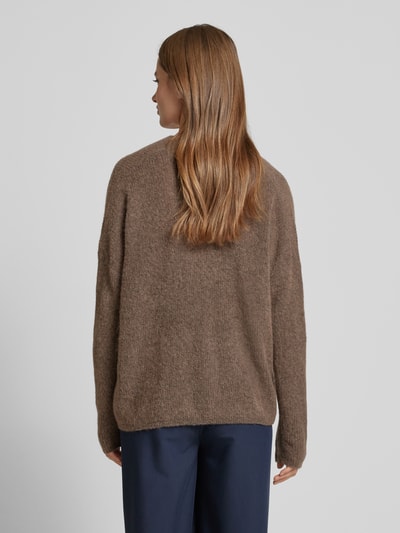 MOS MOSH Oversized gebreide pullover met labelapplicatie, model 'THORA' Middenbruin - 5