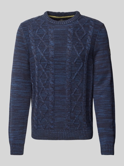 Lerros Gebreide pullover met ribboorden Donkerblauw - 2