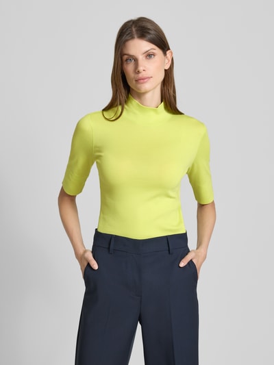 Marc Cain T-shirt met opstaande kraag Neongeel gemêleerd - 4