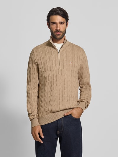 Tommy Hilfiger Regular fit schipperstrui van puur katoen Taupe - 4