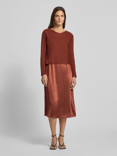 s.Oliver BLACK LABEL Fließendes Freizeitkleid im Set mit Cropped Pullover mit Woll-Anteil Rostrot 4