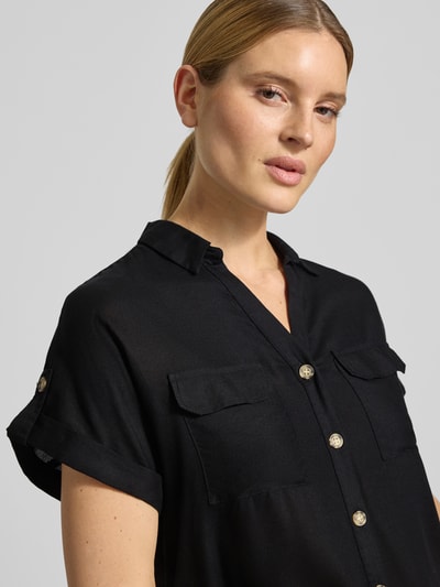 VERO MODA regular fit overhemdblouse van pure viscose model 'BUMPY' Zwart - 3