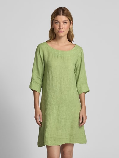 ZABAIONE Knielange jurk van puur linnen Lichtgroen - 4