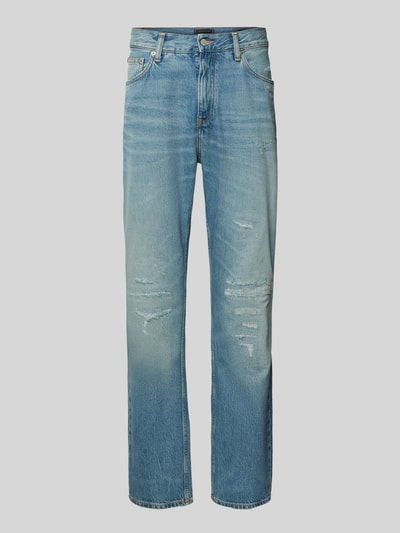 Tommy Hilfiger Straight Fit Jeans aus reiner Baumwolle im Used Look Modell 'MERCER' Blau 2