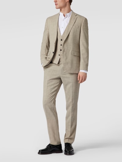 BOSS Regular fit pantalon met wol, model 'Leon' Beige - 1