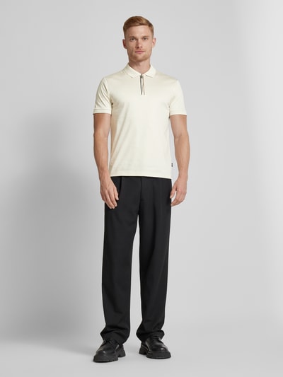 BOSS Slim fit poloshirt met labeldetail, model 'Polston' Offwhite - 1