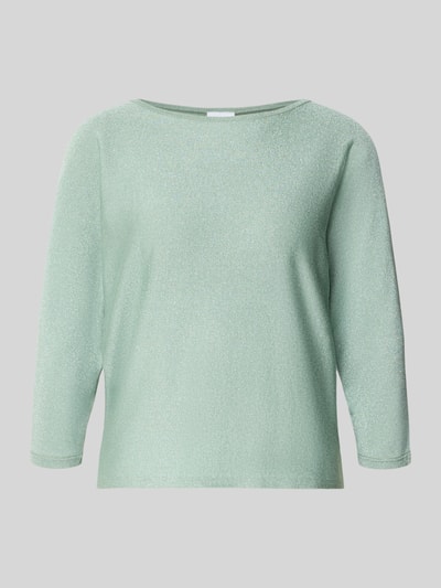 Produktfoto, Relaxed Fit Pullover aus Viskose-Mix in Strick-Optik von comma, mintgrün, U-Boot-Ausschnitt, 7/8-Arm, glatte Textur