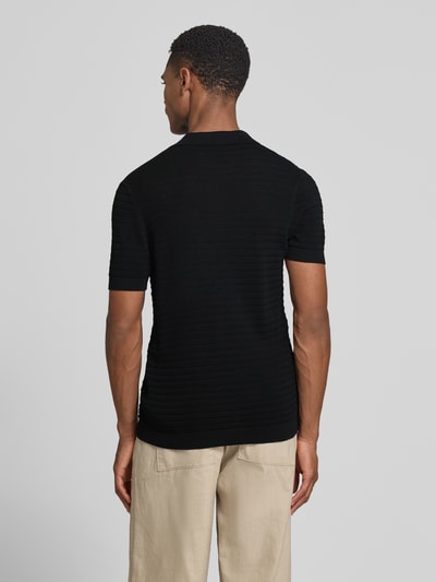 DRYKORN Slim Fit Strick-Poloshirt mit Strukturmuster Modell 'BRAIAN' Black 5