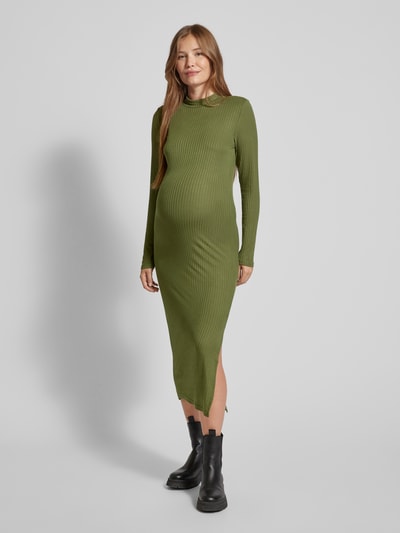 Mamalicious Umstands-Maxikleid mit Feinripp Oliv 4