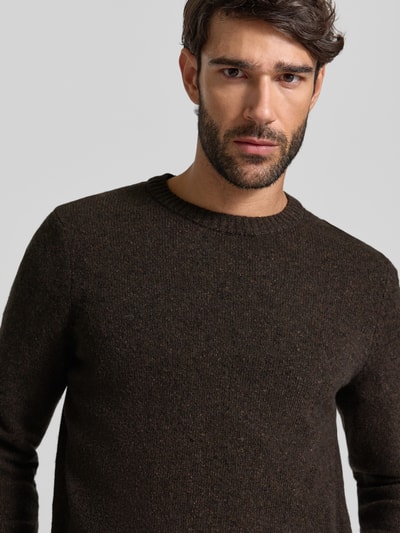 Marc O'Polo Regular fit gebreide pullover van wolmix Donkerbruin - 3
