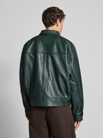 Edwin Lederjacke mit Reißverschluss Dunkelgruen 5