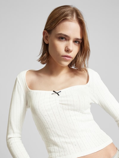 Gina Tricot Longsleeve mit Zierschleife Modell 'Naya' Weiss 3