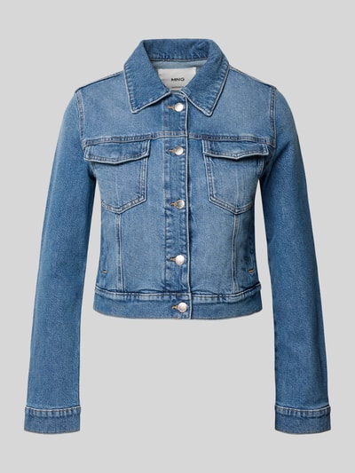 Produktfoto, Jeansjacke mit Brusttaschen Modell 'NEWVICKY' von Mango, Slim Fit, blauer Baumwoll-Elasthan-Mix, sichtbare Struktur