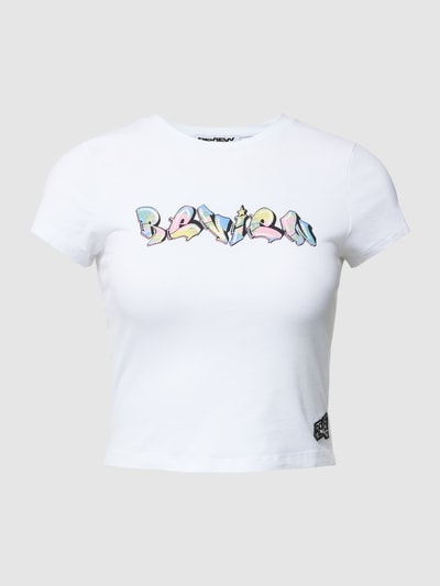 Review Korte top met graffitiprint Wit - 2