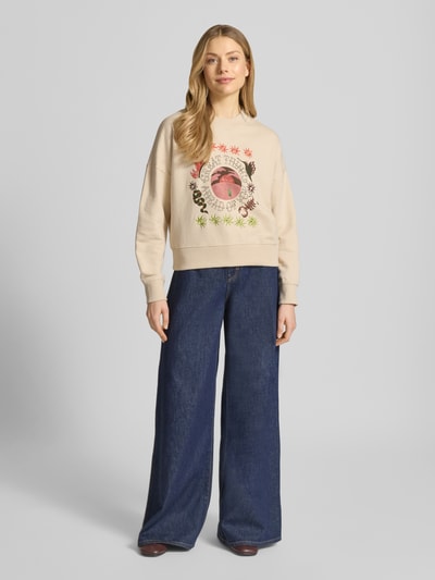 Scotch & Soda relaxed fit sweatshirt met bloemige stitching Ecru - 1