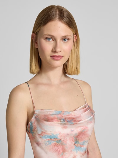 Luxuar Abendkleid mit Spaghettiträger Apricot 3