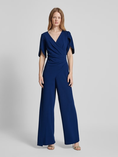 Adrianna Papell Jumpsuit in wikkellook met kralen Marineblauw - 4