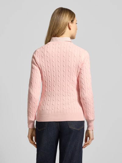 GANT Strickpullover mit Zopfmuster und Label-Stitching Rosa 5