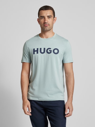 HUGO T-shirt met labelprint, model 'DULIVIO' Lichtgrijs - 4