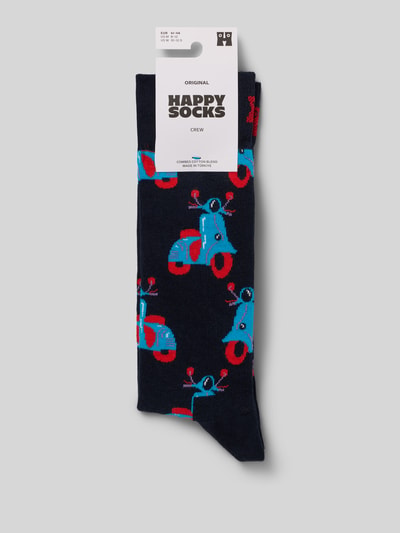 Produktfoto, Socken mit Motiv-Print Modell 'Scooter' von Happy Socks, bawełniany elastyczny miks, krój regular fit, wzór z nadrukiem, logo