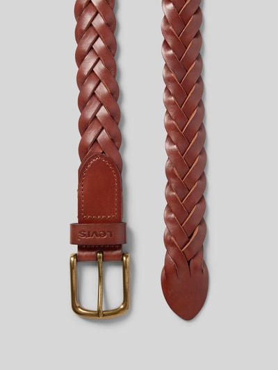 Levi's® Leren riem in gevlochten look Cognac - 3