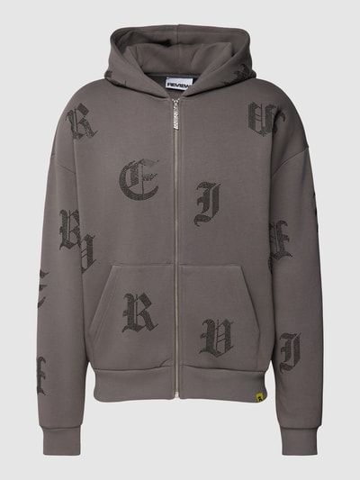 REVIEW Sweatjacke BLING mit Strasssteinen Dunkelgrau 2