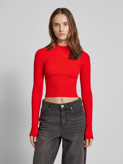 LeGer by Lena Gercke Cropped Longsleeve aus Viskose mit Stehkragen Modell 'Agathe' Dunkelrot 4