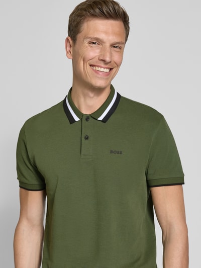 BOSS Green Regular Fit Poloshirt mit Label-Print Modell 'Paddy' Dunkelgruen 3